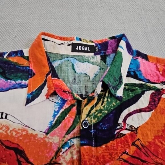 Jogal Hawaiian Shirt Men's XXL Abstract Art Cotton Viscose Button Up Resortwear - Picture 9 of 15